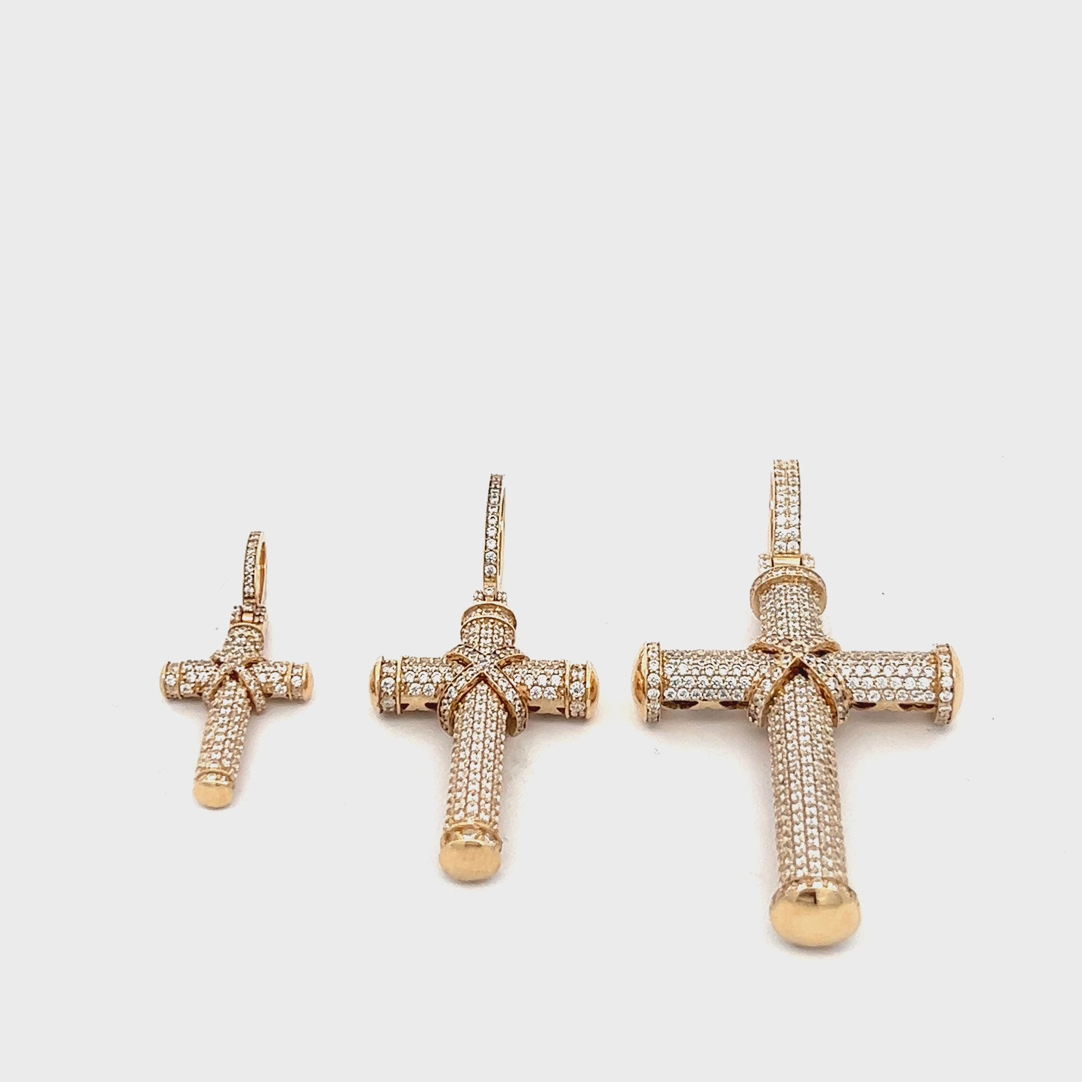 full iced Goldkreuz 14 kt (585 Gold)