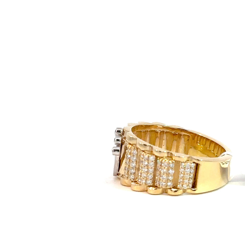 Kronenring Herren - 14 kt (585 Gelbgold) - breit