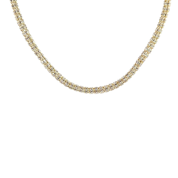 Iced Chain (4mm) 14kt (585 Gelbgold / Weißgold)