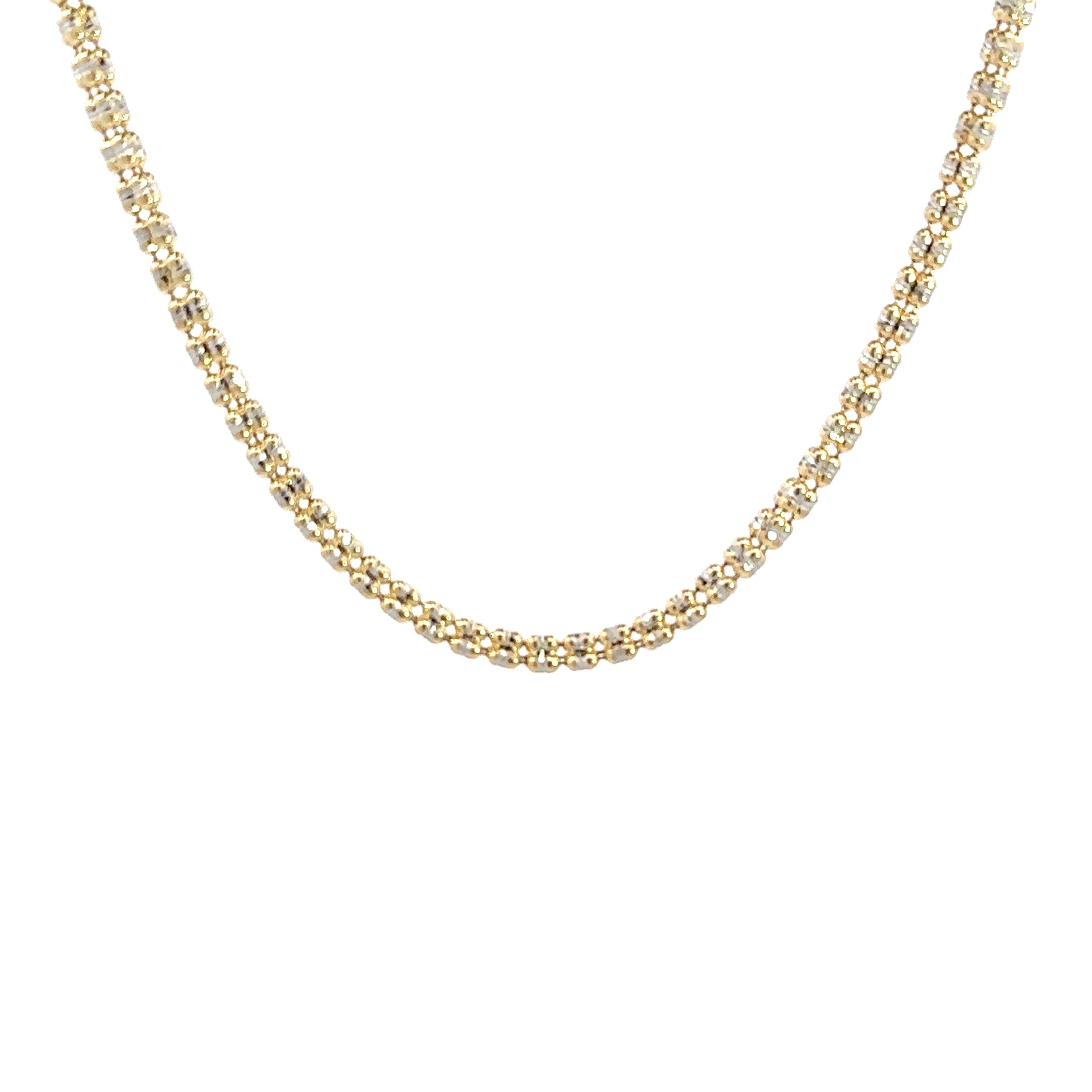 Iced Chain (3mm) 14kt (585 Gelbgold / Weißgold)