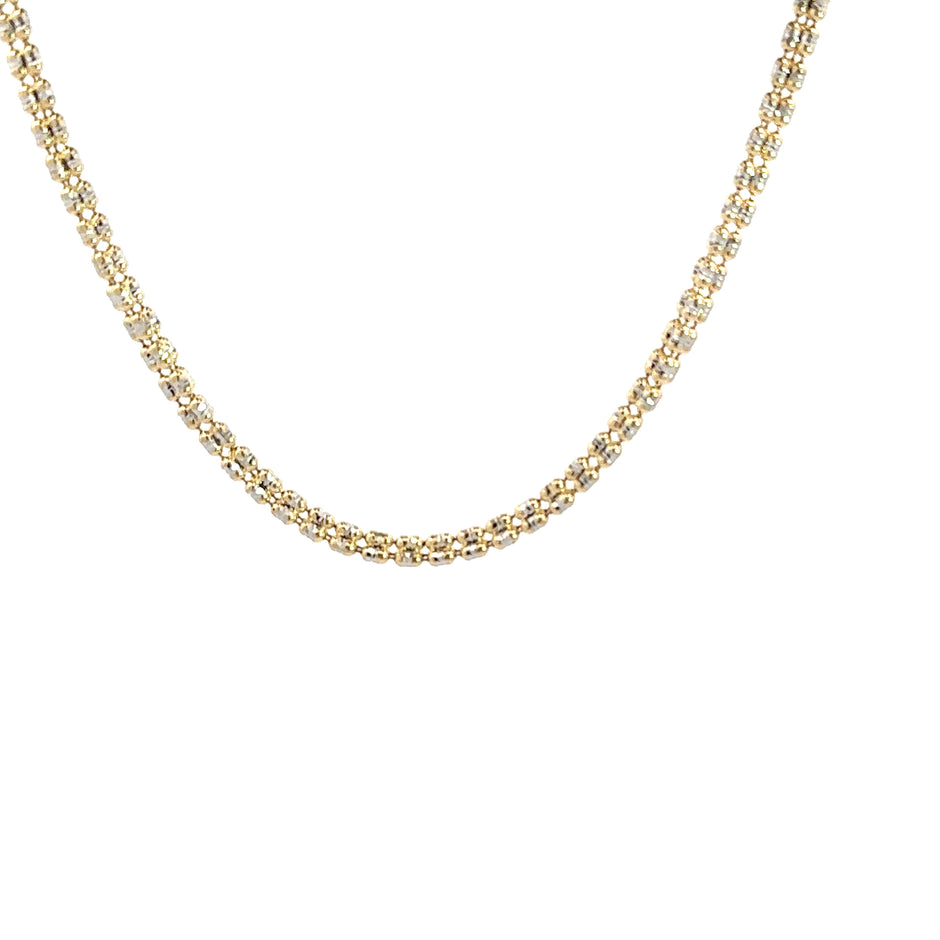 Iced Chain (3mm) 14kt (585 Gelbgold / Weißgold)
