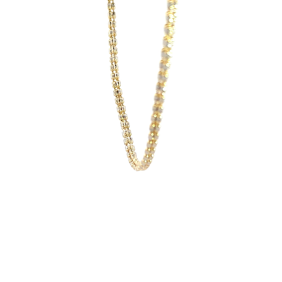 Iced Chain (3mm) 14kt (585 Gelbgold / Weißgold)