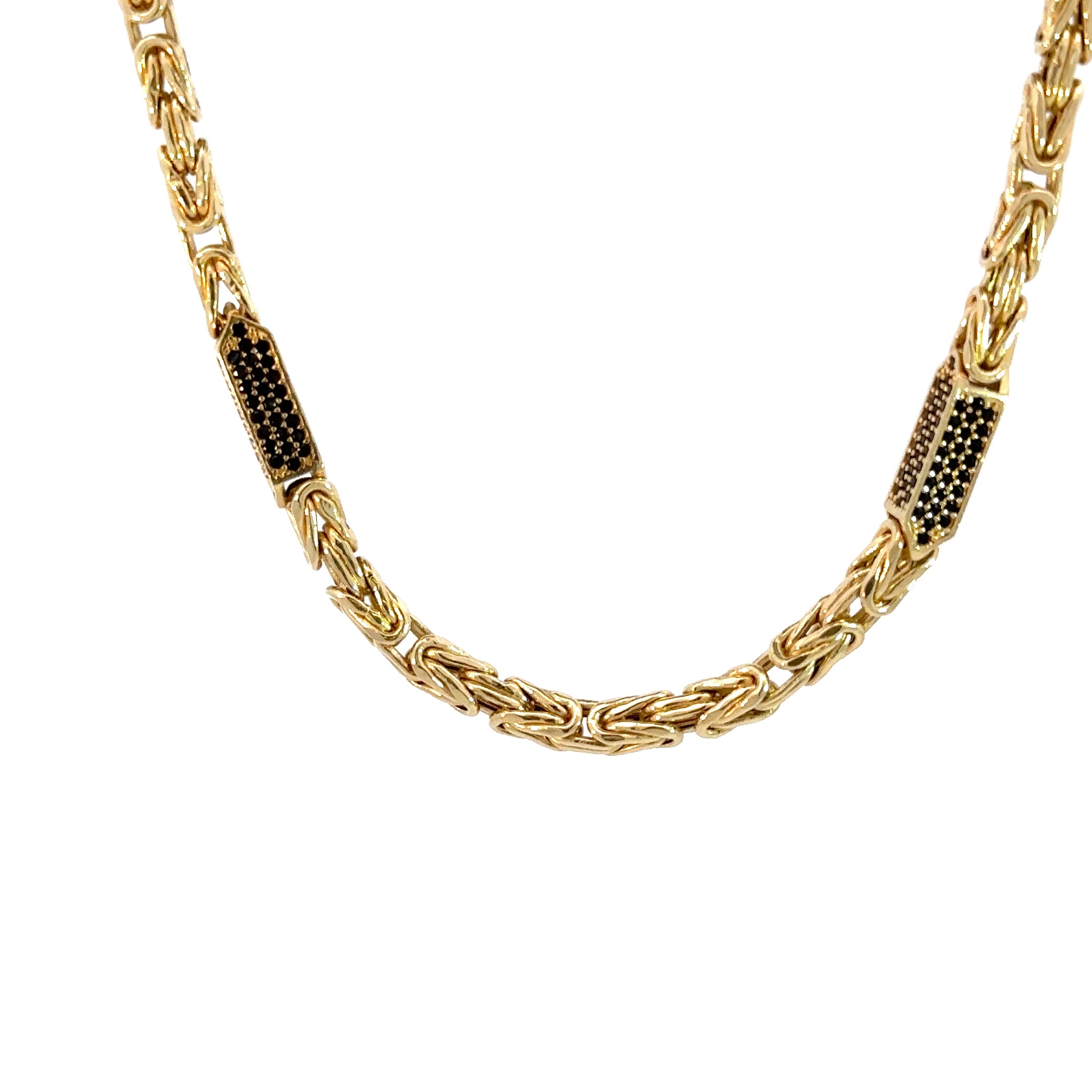Königskette x Steine (schwarz) 4 mm 14kt (585 Gold)