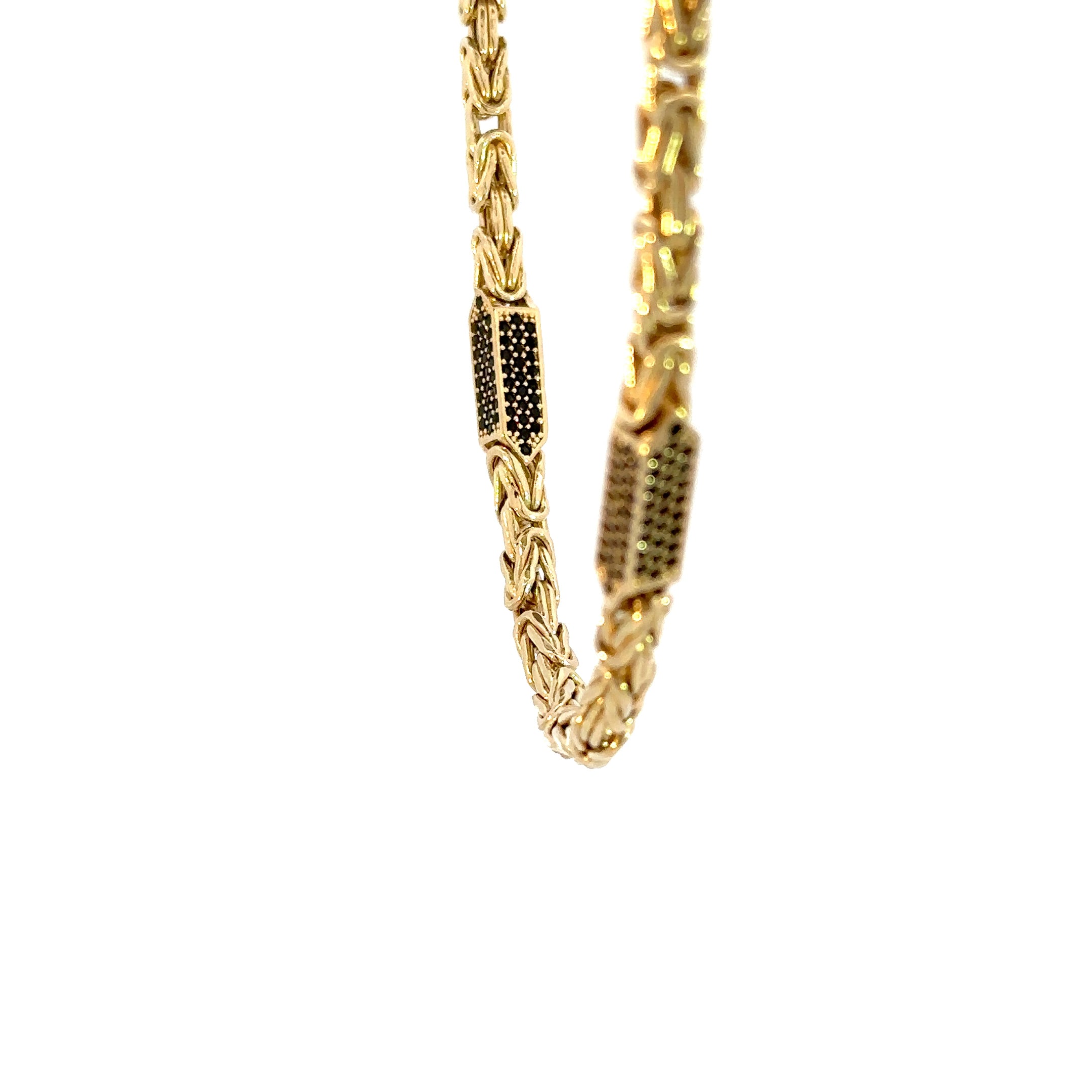 Königskette x Steine (schwarz) 4 mm 14kt (585 Gold)