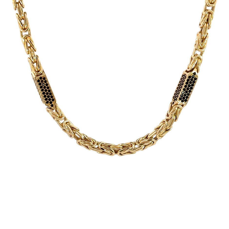 Königskette x Steine (schwarz) 4 mm 14kt (585 Gold)