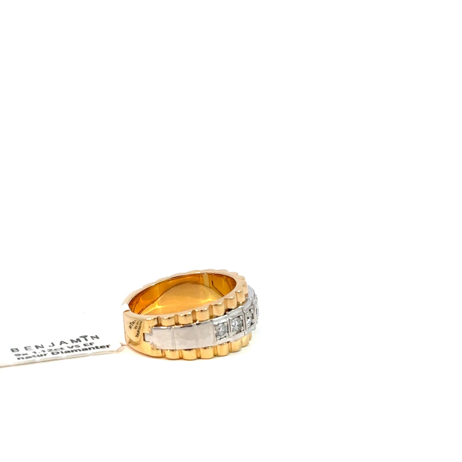Präsidenten Diamantring Herren - 18 kt (750 Gelbgold) - breit