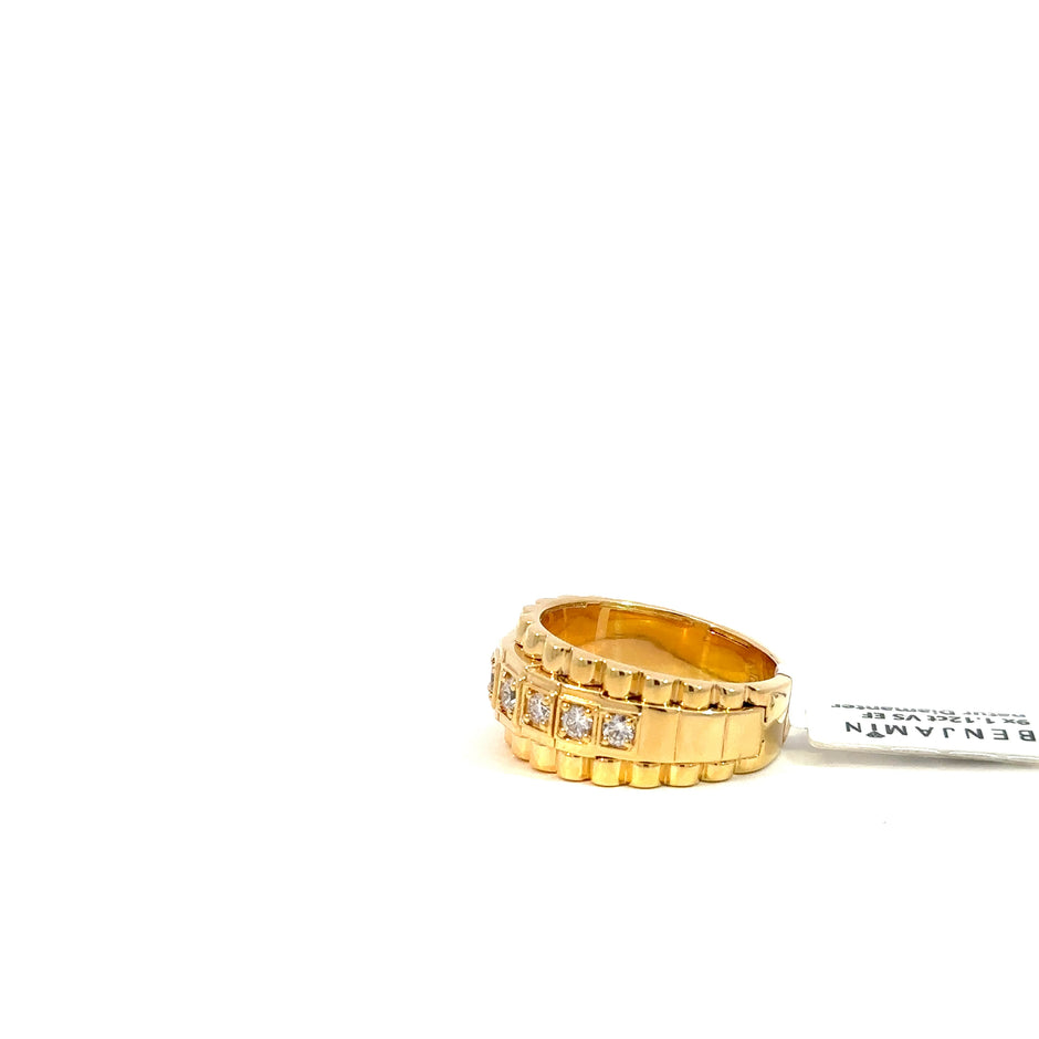Präsidenten Diamantring Herren - 18 kt (750 Gelbgold) - breit