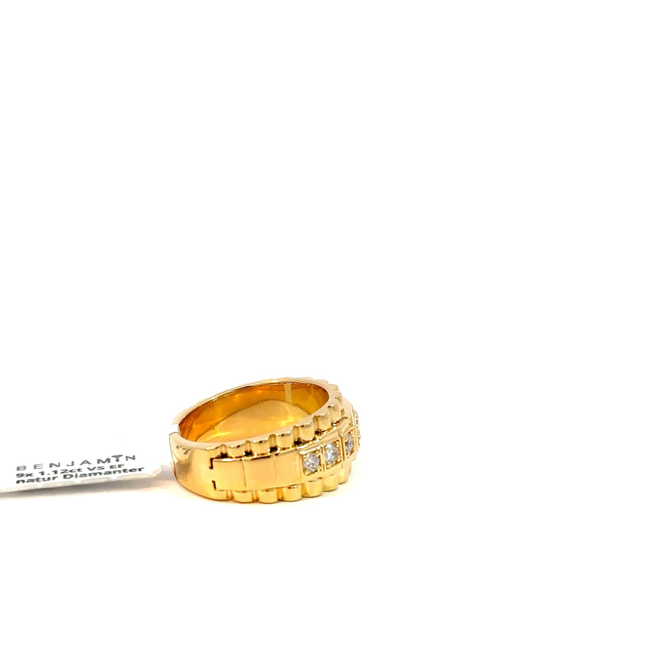Präsidenten Diamantring Herren - 18 kt (750 Gelbgold) - breit