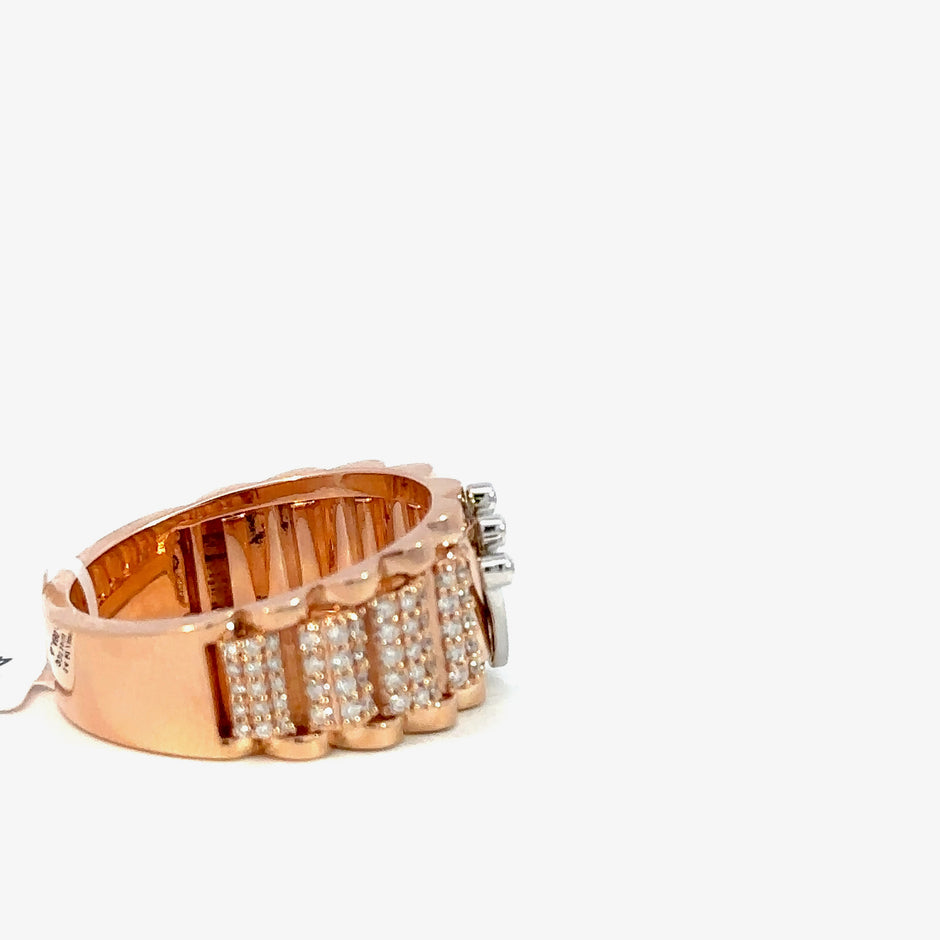 Kronenring Herren - 14 kt (585 Roségold) - breit