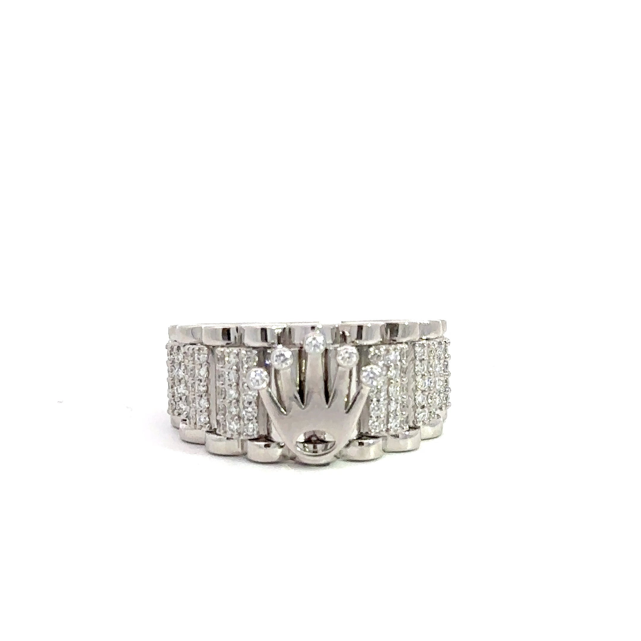Kronenring Herren - 14 kt (585 Weißgold) - breit