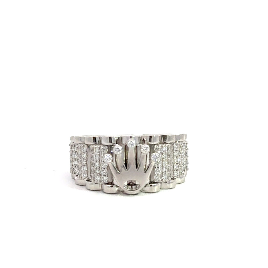 Kronenring Herren - 14 kt (585 Weißgold) - breit