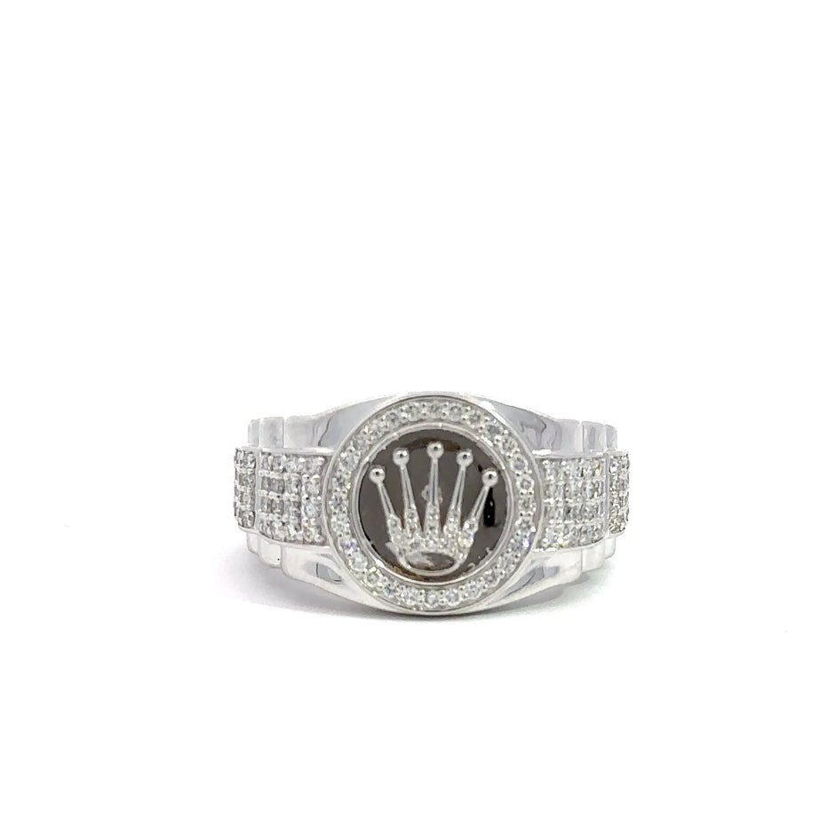 Kronenring Herren - 18 kt (750 Weißgold) - breit
