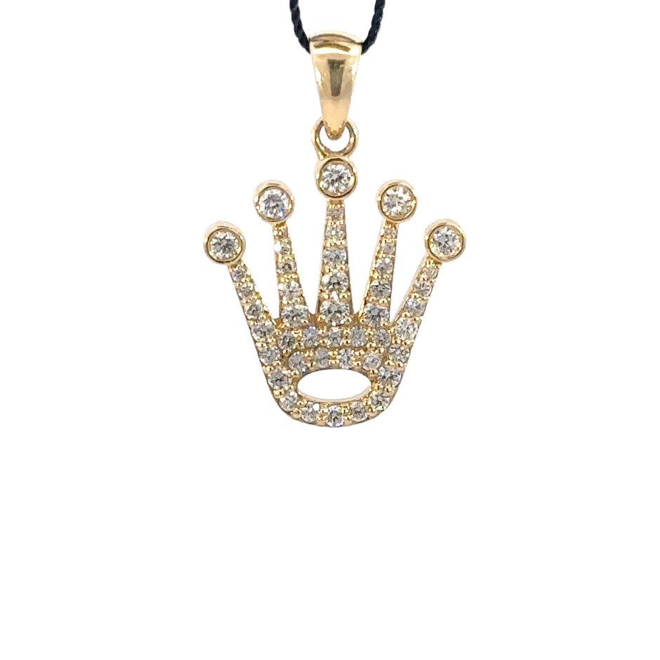Kronen Anhänger - 14 kt (585 Gold) mit Naturdiamanten – 1,41 ct