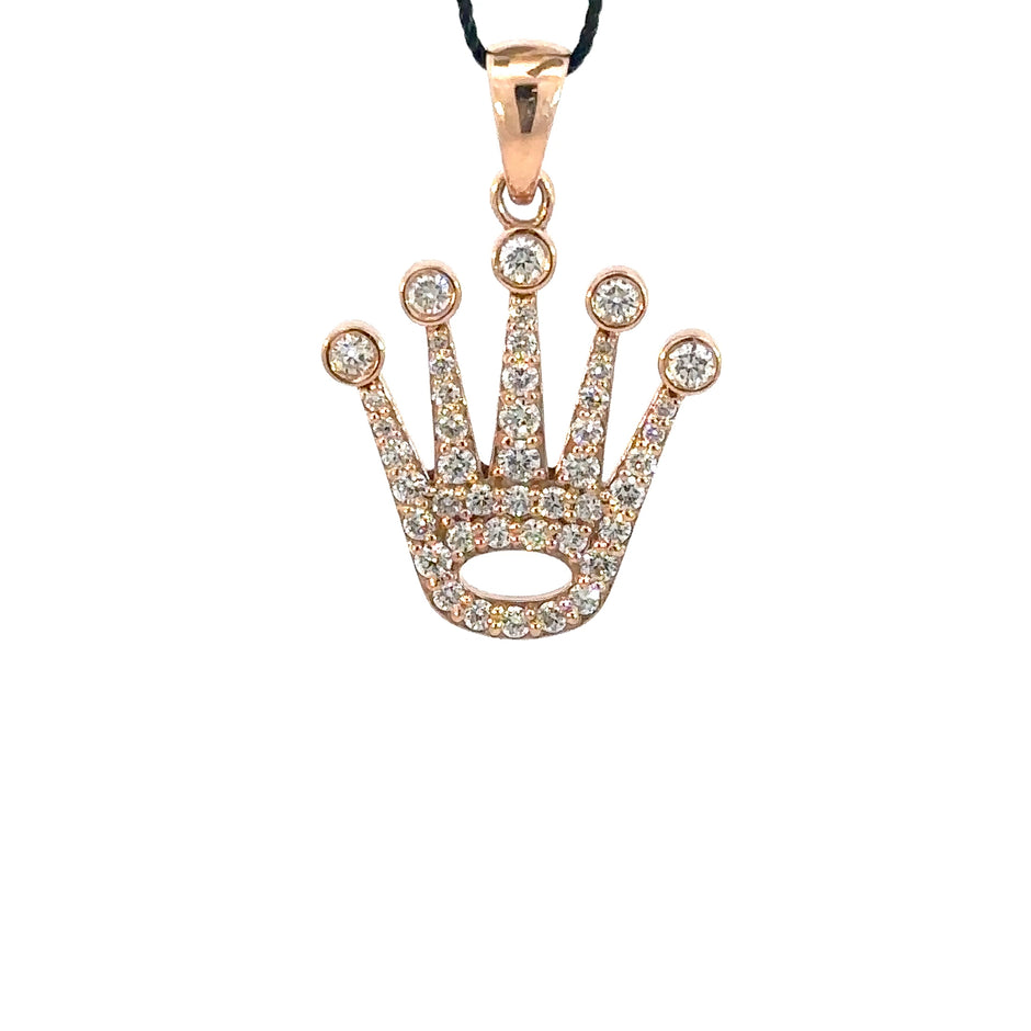Kronen Anhänger - 14 kt (585 Gold) mit Naturdiamanten – 1,41 ct