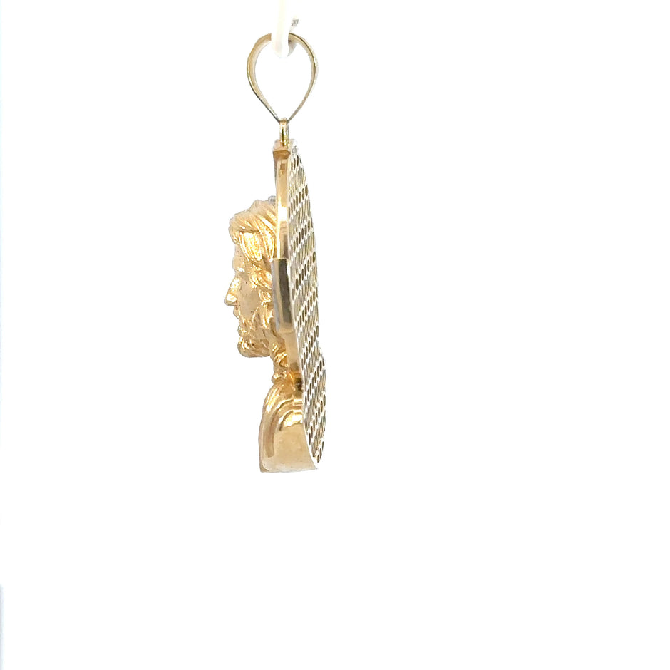 Jesus-Anhänger - 14kt Gelbgold (585 Gold) - Heiligenschein mit Steinen