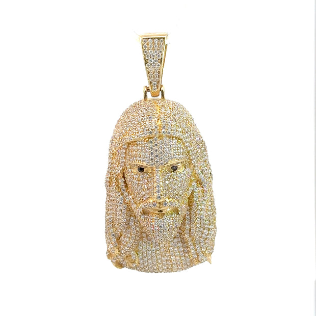 Jesus-Anhänger - 14kt Gelbgold (585 Gold) - mit Steinen besetzt
