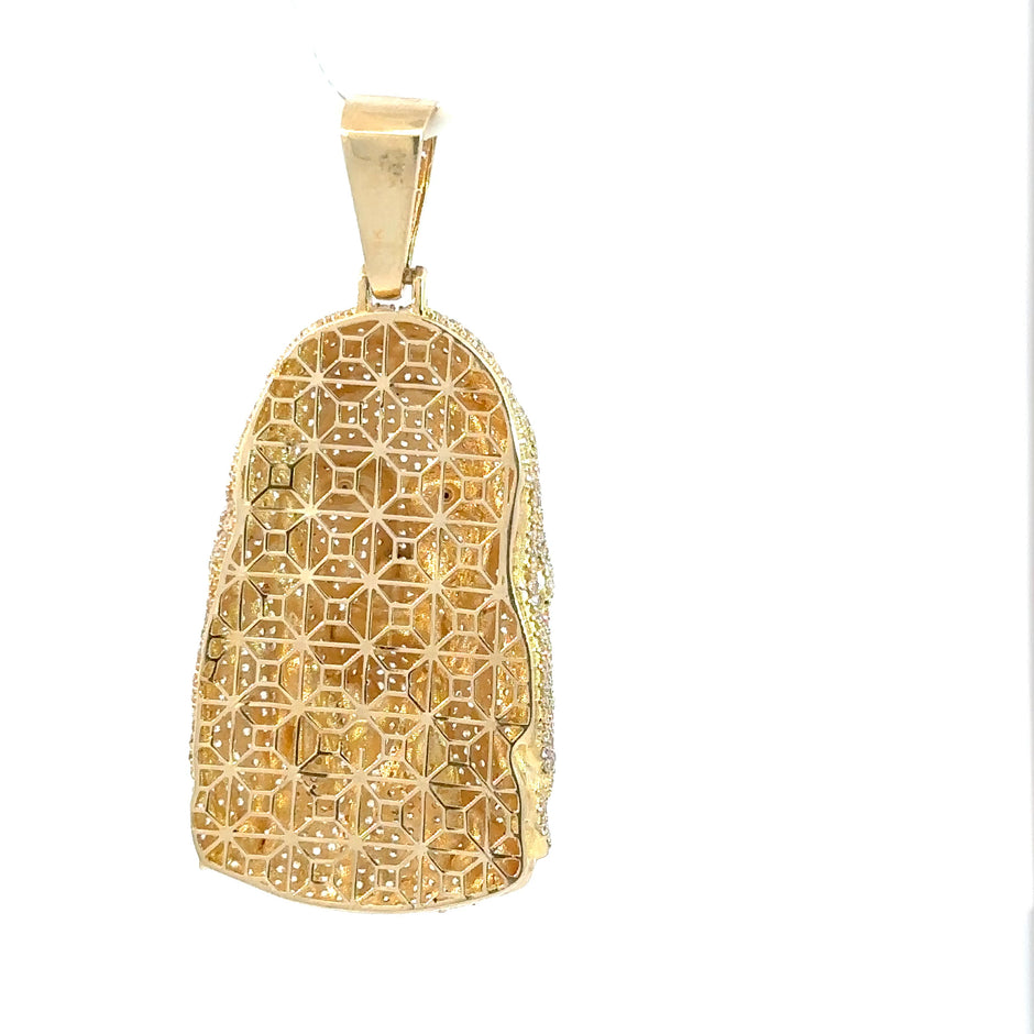 Jesus-Anhänger - 14kt Gelbgold (585 Gold) - mit Steinen besetzt