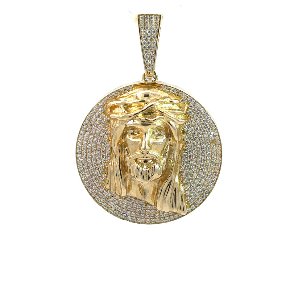Jesus-Anhänger - 14kt Gelbgold (585 Gold) - rund