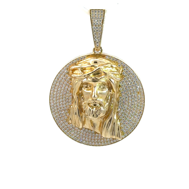 Jesus-Anhänger - 14kt Gelbgold (585 Gold) - rund