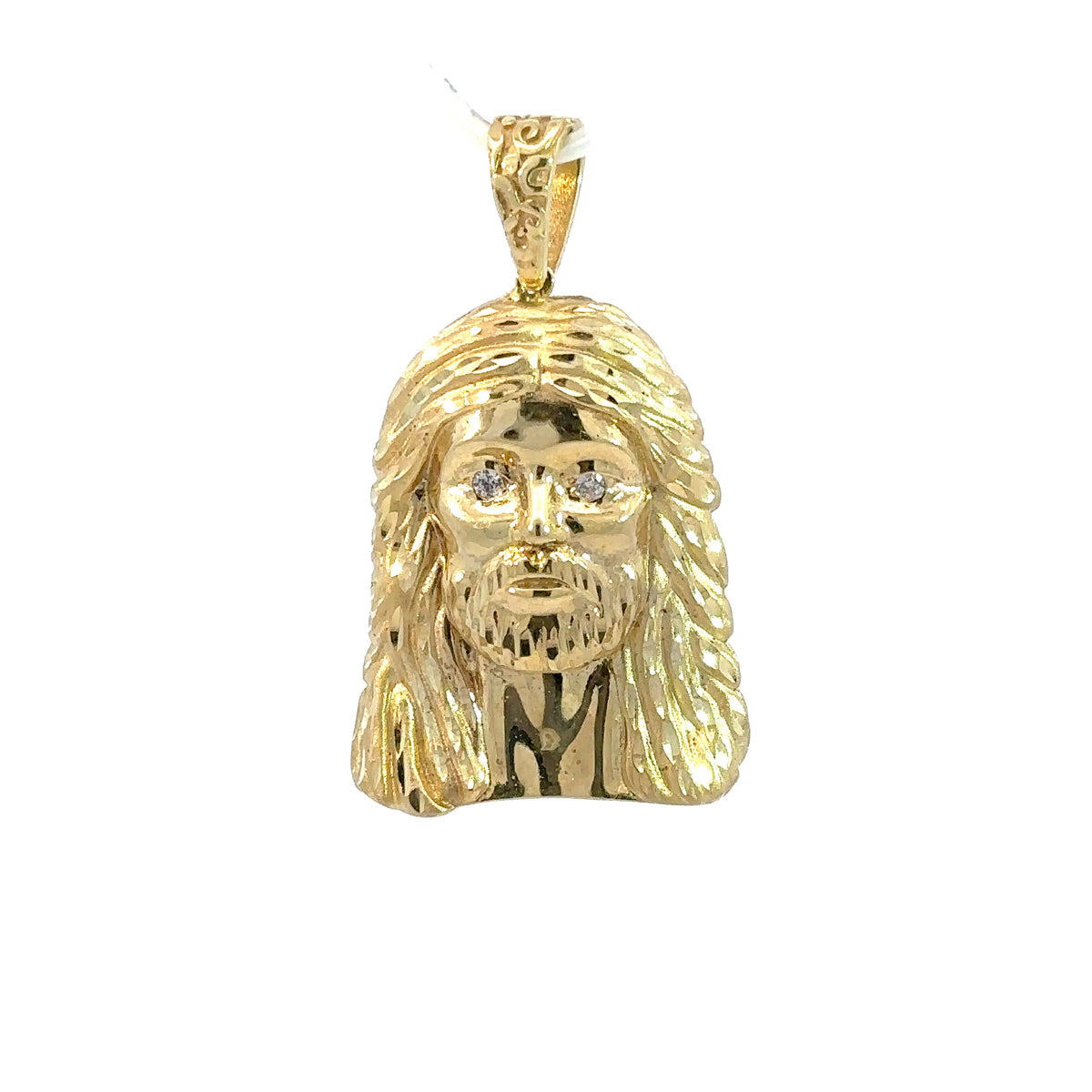 Jesus-Anhänger - 14kt Gelbgold (585 Gold) - mit 2 Steinen besetzt