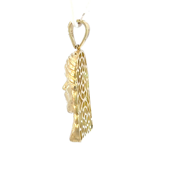 Jesus-Anhänger - 14kt Gelbgold (585 Gold) - mit 2 Steinen besetzt