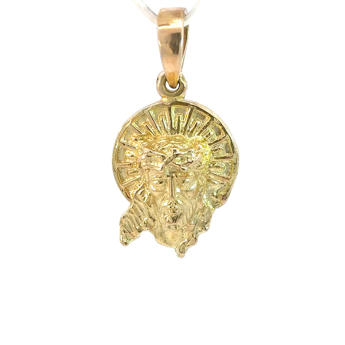 Jesus-Anhänger - 14kt Gelbgold (585 Gold) - Heiligenschein - massiv