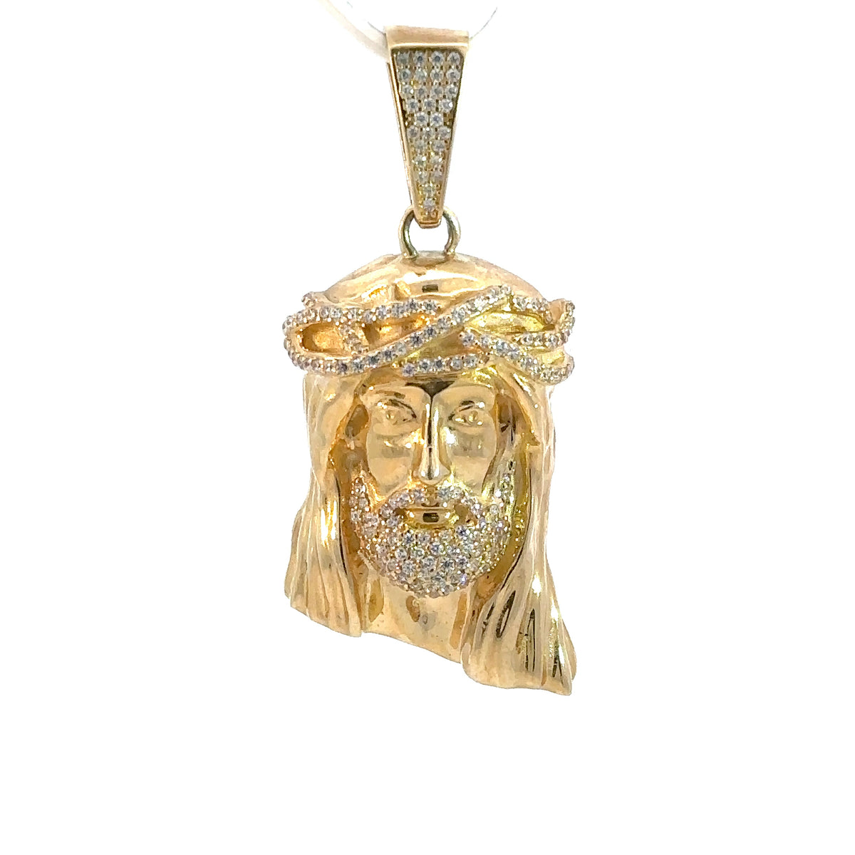Jesus-Anhänger mit Dornenkrone - 14kt Gelbgold (585 Gold)