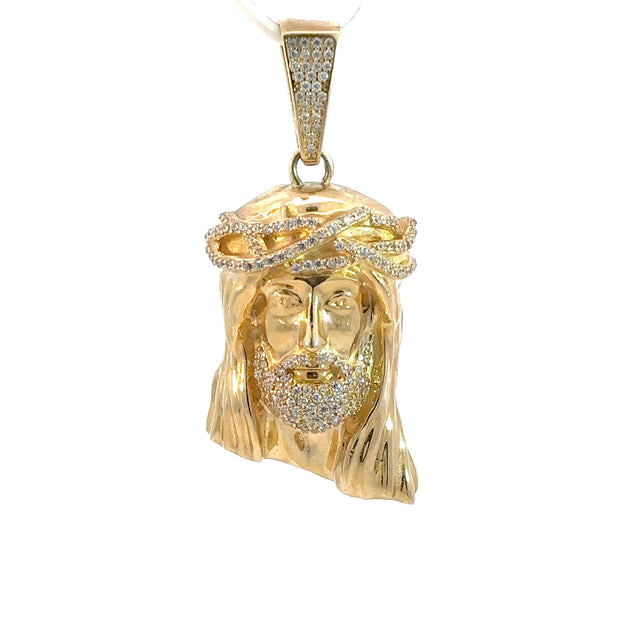 Jesus-Anhänger mit Dornenkrone - 14kt Gelbgold (585 Gold)