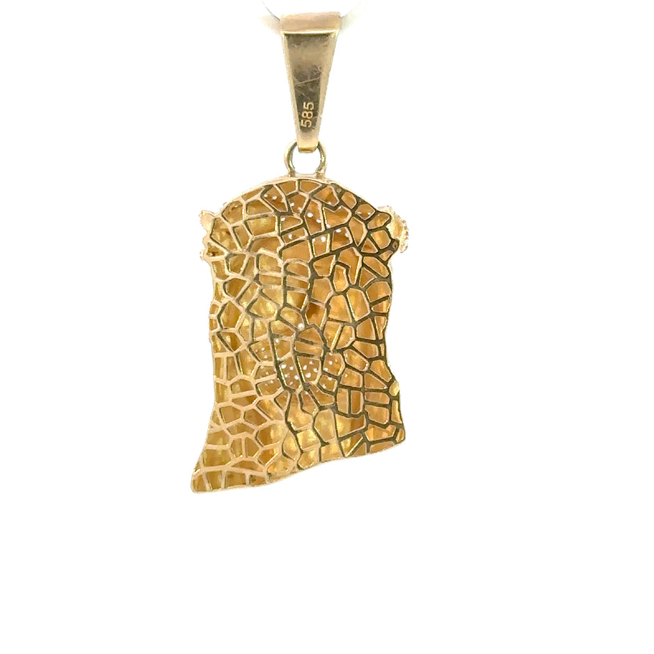 Jesus-Anhänger mit Dornenkrone - 14kt Gelbgold (585 Gold)
