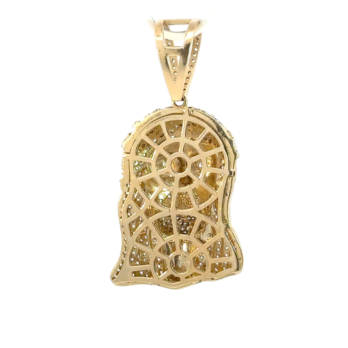 Jesus-Anhänger mit Dornenkrone - 14kt Gelbgold (585 Gold) - mit Steinen besetzt