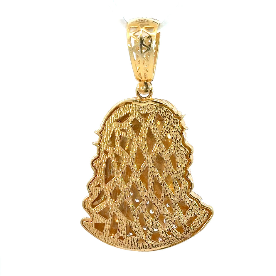 Jesus-Anhänger - 14kt Gelbgold (585 Gold) - mit Steinen besetzt - groß