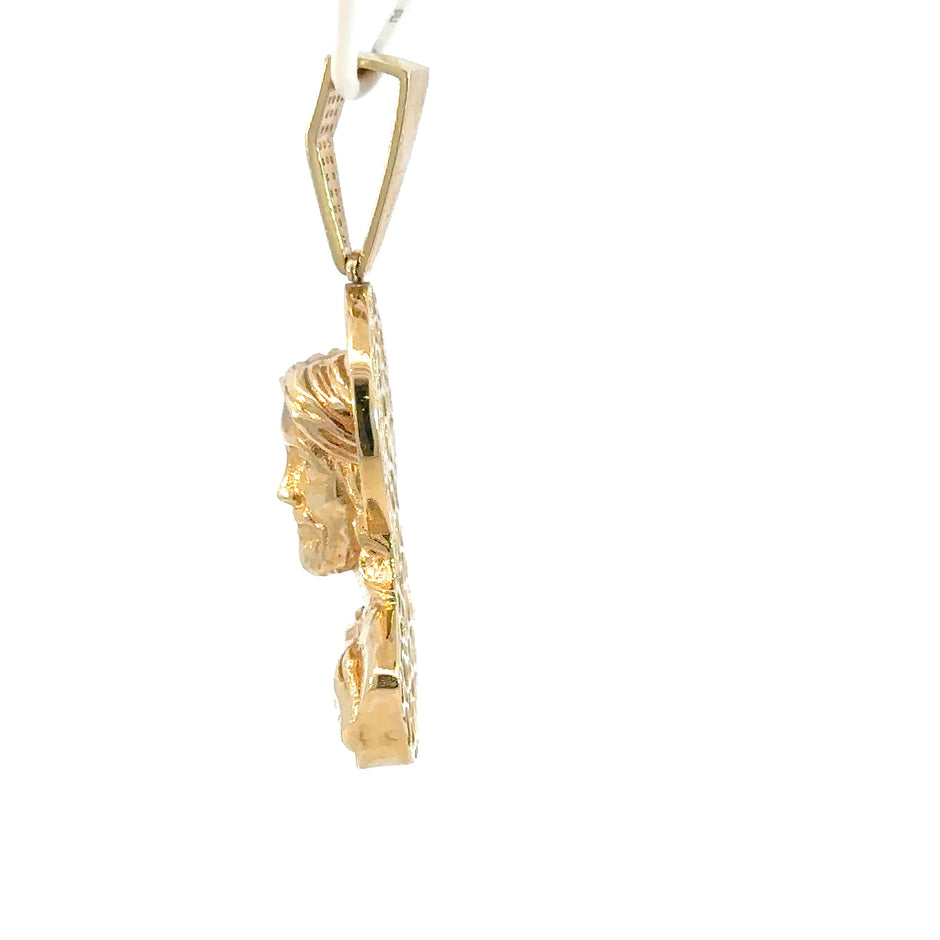 Jesus-Anhänger „Heiligstes Herz Jesu“ - 14kt Gelbgold (585 Gold) - mit Steinen besetzt