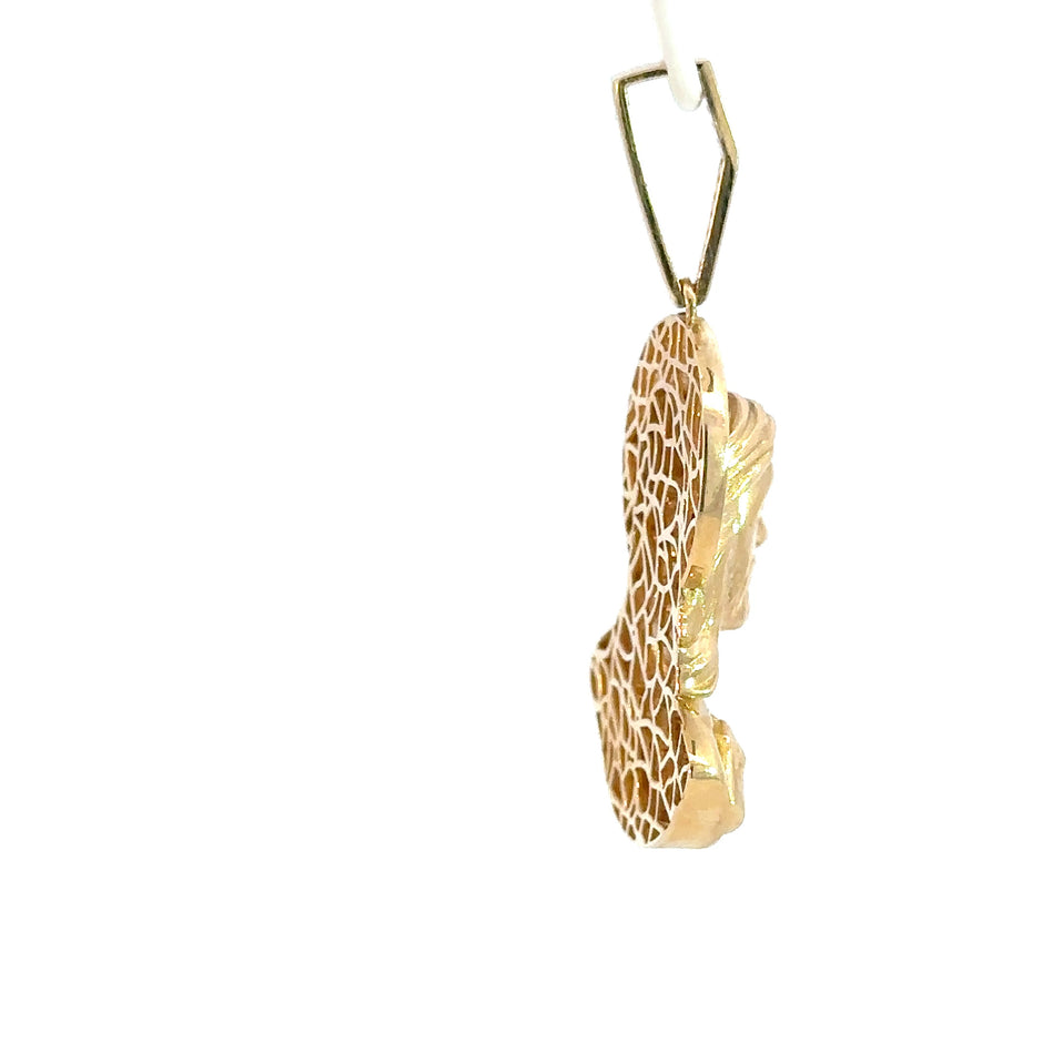 Jesus-Anhänger „Heiligstes Herz Jesu“ - 14kt Gelbgold (585 Gold) - mit Steinen besetzt