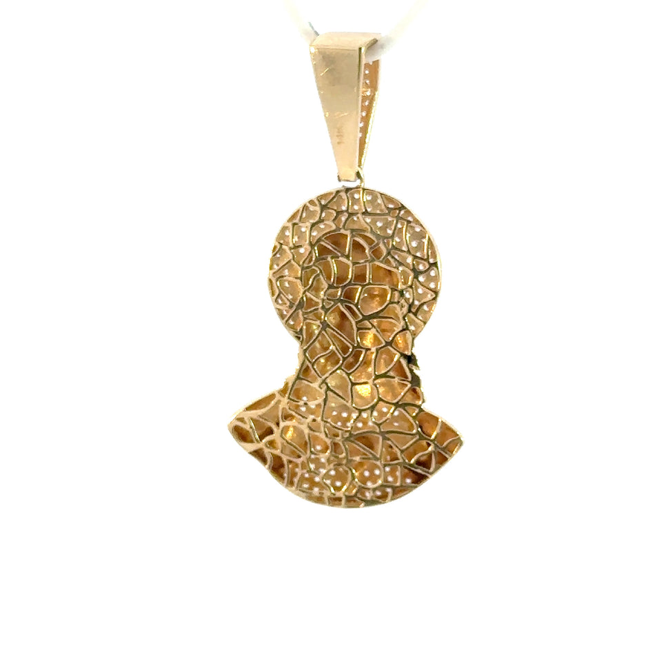 Jesus-Anhänger „Heiligstes Herz Jesu“ - 14kt Gelbgold (585 Gold) - mit Steinen besetzt