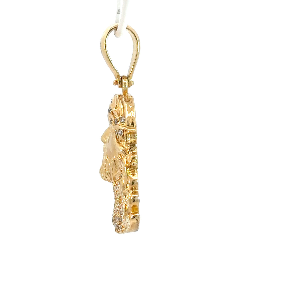 Jesus-Anhänger - 14kt Gelbgold (585 Gold) - mit Steinen besetzt - klein