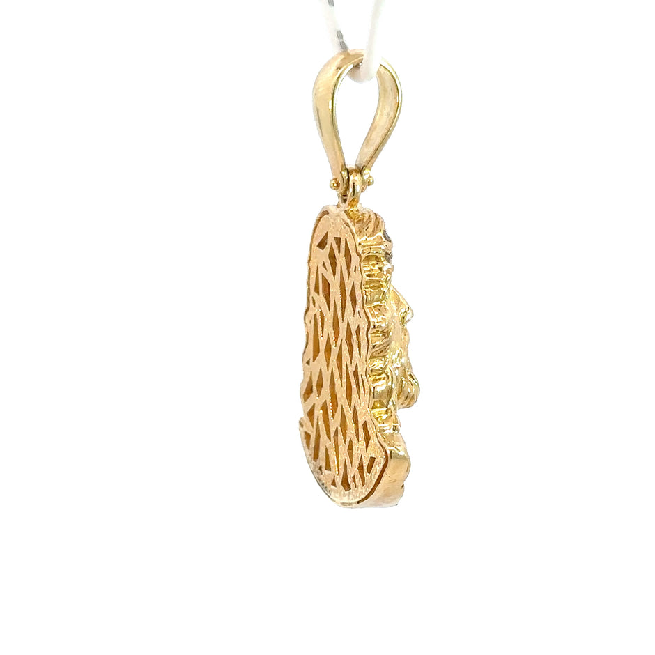 Jesus-Anhänger - 14kt Gelbgold (585 Gold) - mit Steinen besetzt - klein