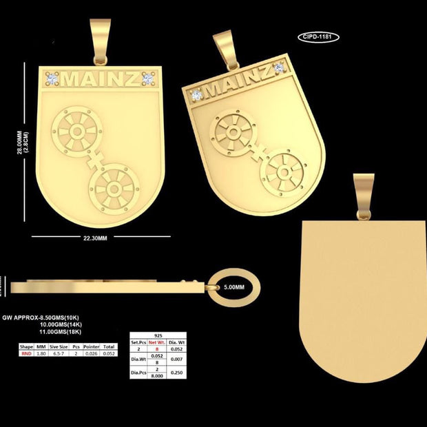 Anfertigung Mainz Wappen Anhänger 14 kt - Juwelier BenjaminAnfertigung Mainz Wappen Anhänger 14 kt