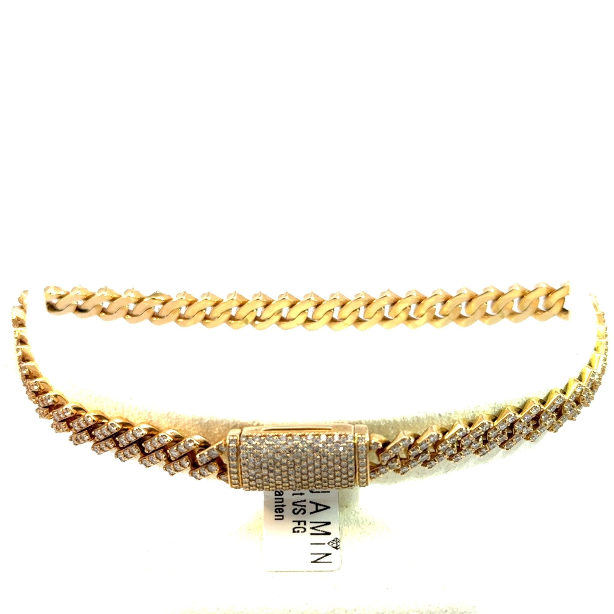Cuban Chain Iced Out - 7 mm - 18 kt (750 Gelbgold) - Juwelier BenjaminCuban Chain Iced Out - 7 mm - 18 kt (750 Gelbgold)