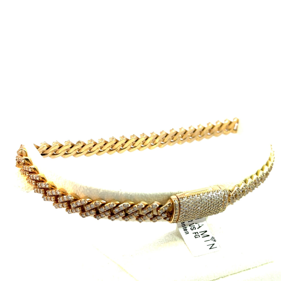 Cuban Chain Iced Out - 7 mm - 18 kt (750 Gelbgold) - Juwelier BenjaminCuban Chain Iced Out - 7 mm - 18 kt (750 Gelbgold)