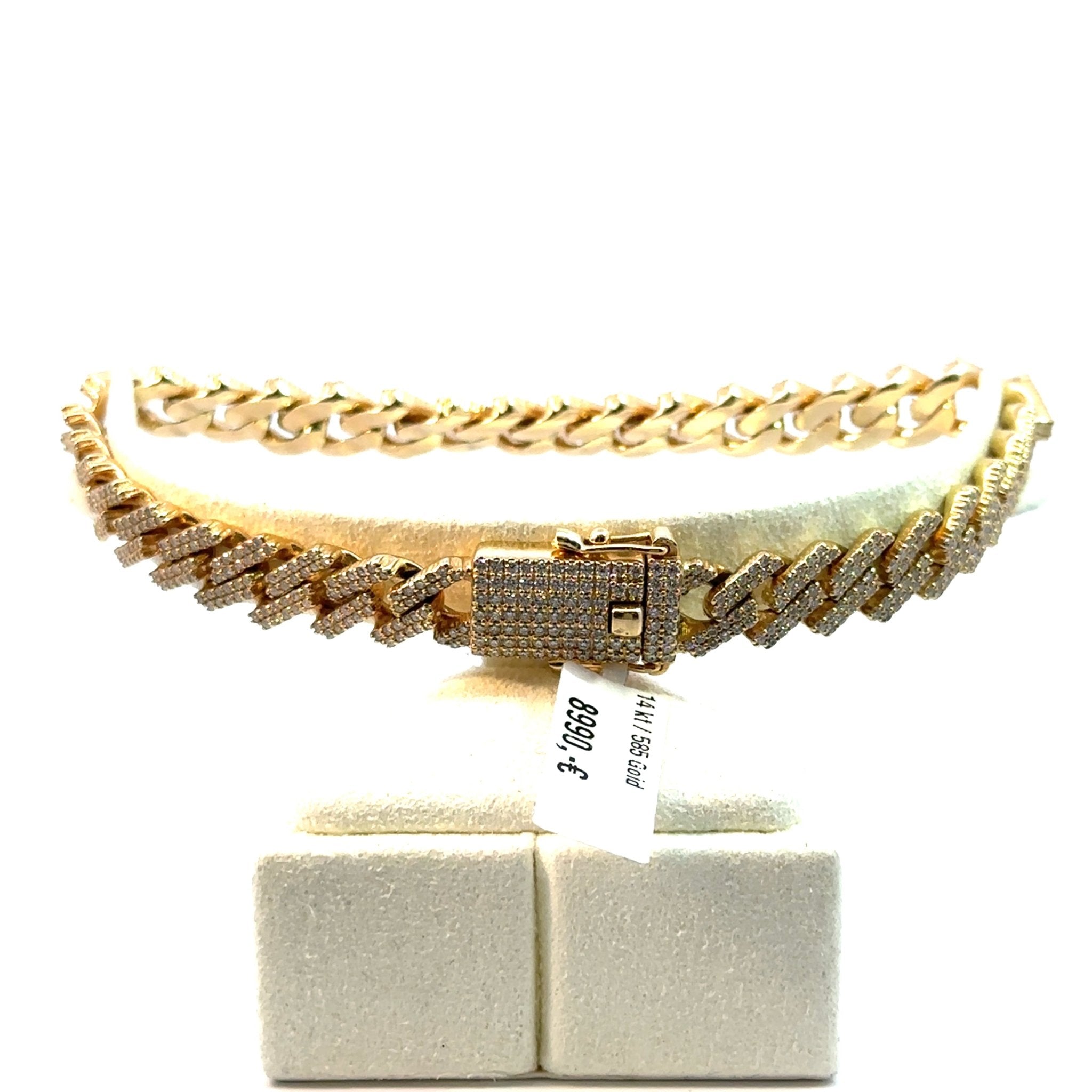 Cuban Chain Iced Out - 9.5 mm - 14 kt (585 Gelbgold) - Juwelier BenjaminCuban Chain Iced Out - 9.5 mm - 14 kt (585 Gelbgold)
