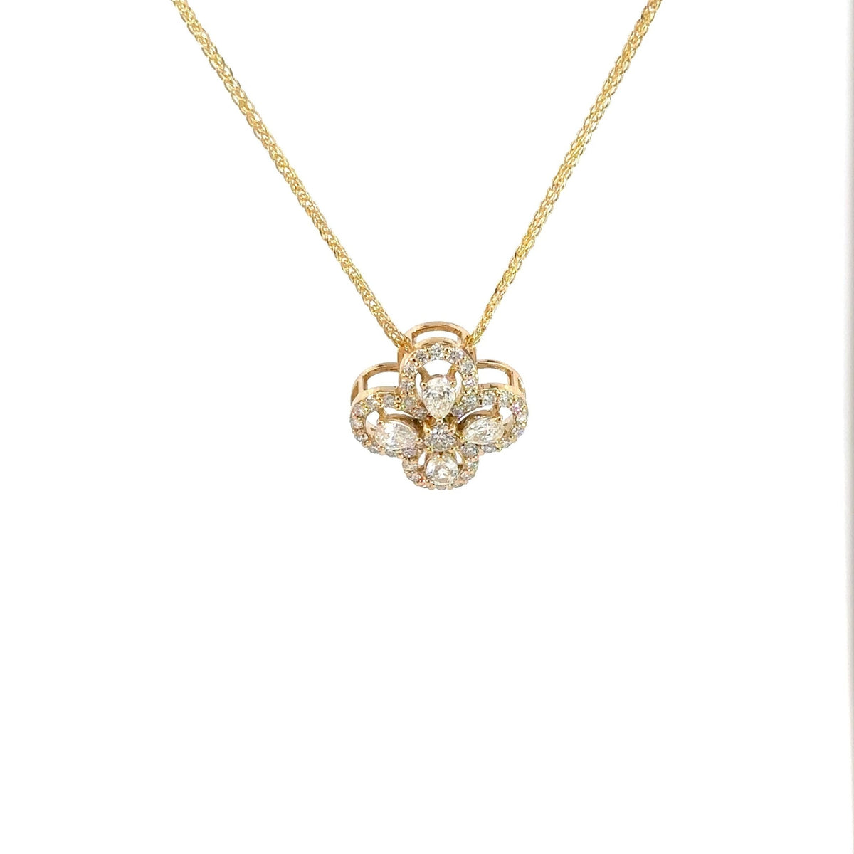 Diamant - Kleeblatt Anhänger – 18 kt (750 Gold) – Juwelier Benjamin