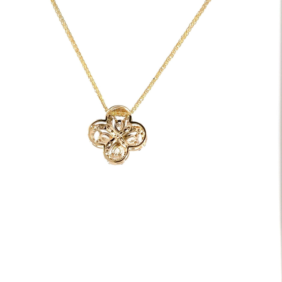 Diamant - Kleeblatt Anhänger – 18 kt (750 Gold) – Ansicht 3