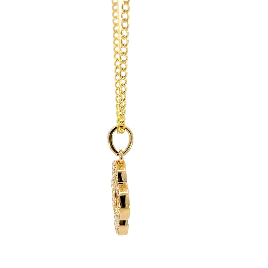 Kleeblatt - Anhänger aus 14kt Gelbgold x Panzerkette - Juwelier BenjaminKleeblatt - Anhänger aus 14kt Gelbgold x Panzerkette
