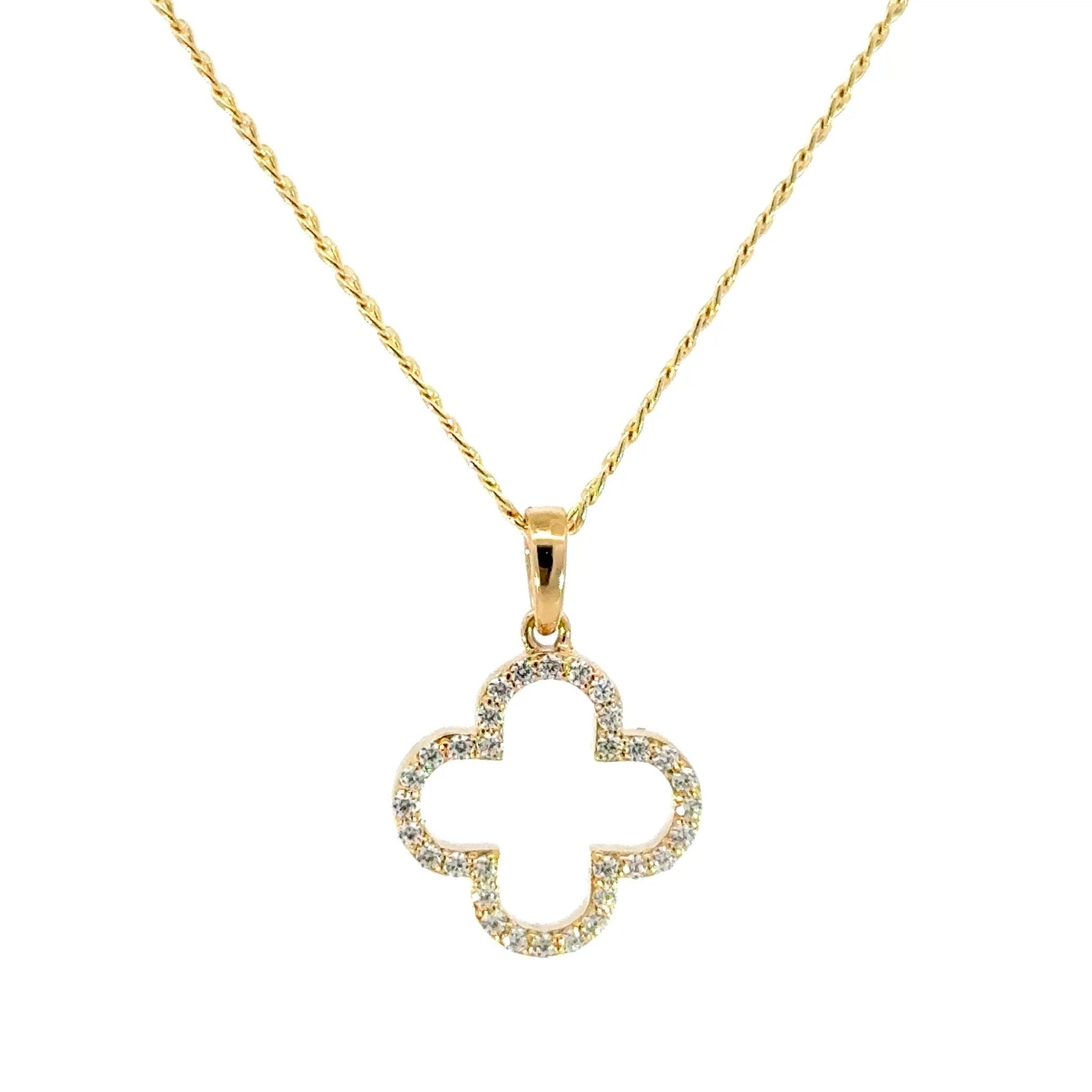 Kleeblatt - Anhänger aus 14kt Gelbgold x Panzerkette - Juwelier BenjaminKleeblatt - Anhänger aus 14kt Gelbgold x Panzerkette