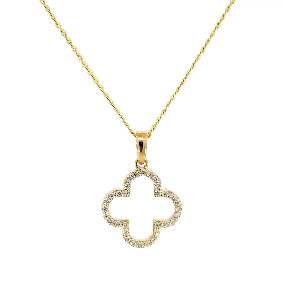 Kleeblatt - Anhänger aus 14kt Gelbgold x Panzerkette - Juwelier BenjaminKleeblatt - Anhänger aus 14kt Gelbgold x Panzerkette