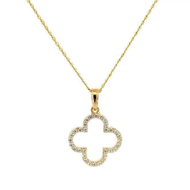 Kleeblatt - Anhänger aus 14kt Gelbgold x Panzerkette - Juwelier BenjaminKleeblatt - Anhänger aus 14kt Gelbgold x Panzerkette