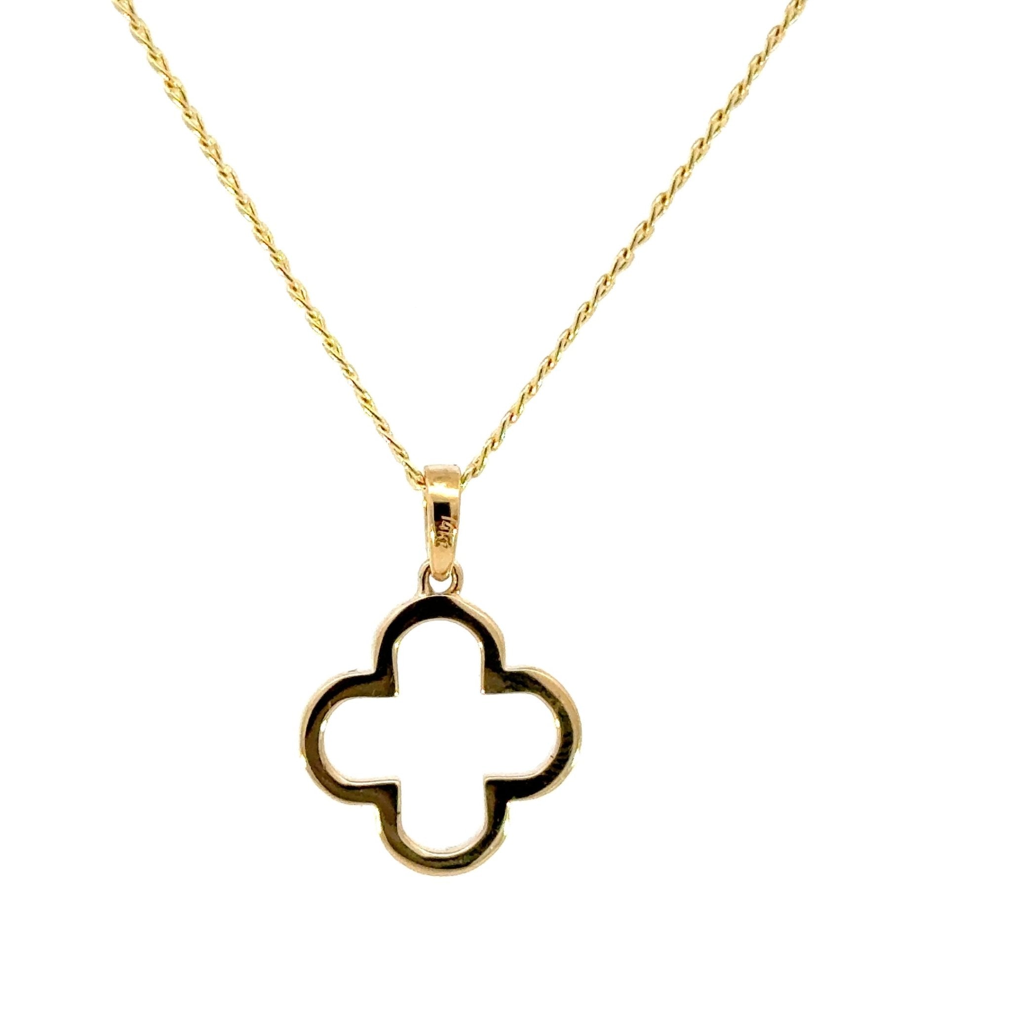 Kleeblatt - Anhänger aus 14kt Gelbgold x Panzerkette - Juwelier BenjaminKleeblatt - Anhänger aus 14kt Gelbgold x Panzerkette