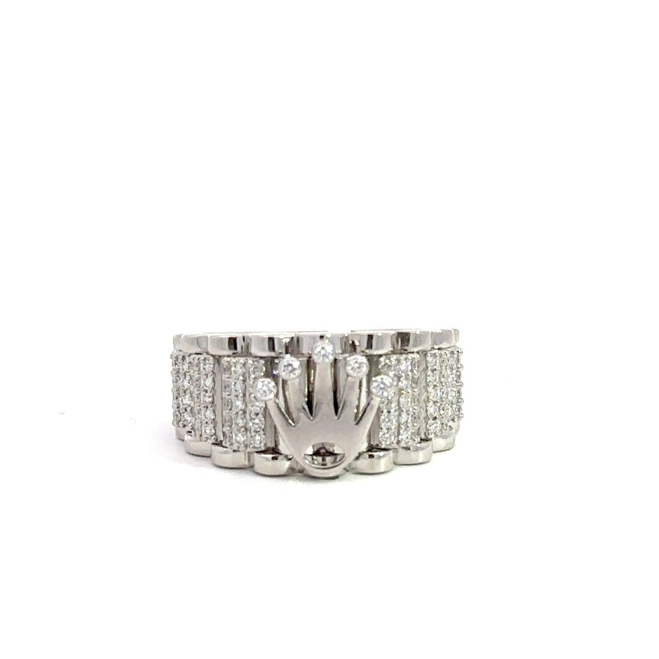 Kronenring Herren - 14 kt (585 Weißgold) - breit – Juwelier Benjamin