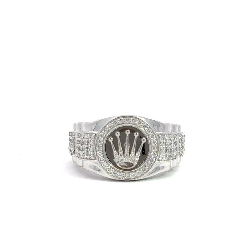 Kronenring Herren - 18 kt (750 Weißgold) - breit – Juwelier Benjamin
