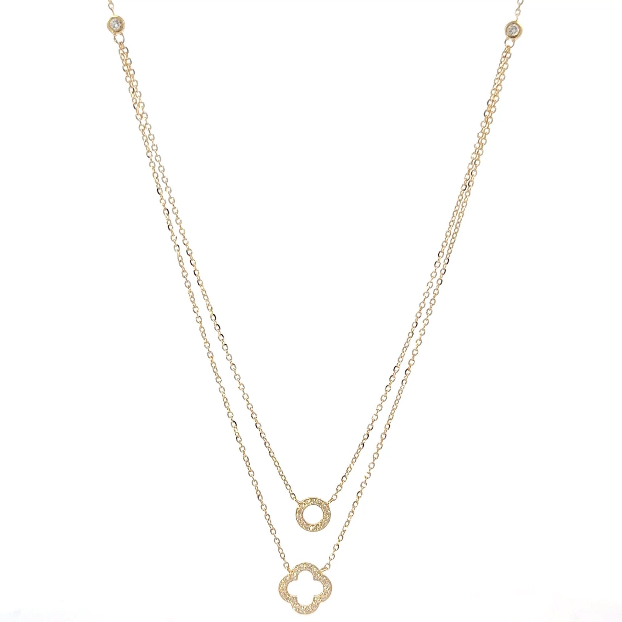 Mehrlagige Halskette mit Diamantanhängern 18kt (750 Gold) - Juwelier BenjaminMehrlagige Halskette mit Diamantanhängern 18kt (750 Gold)